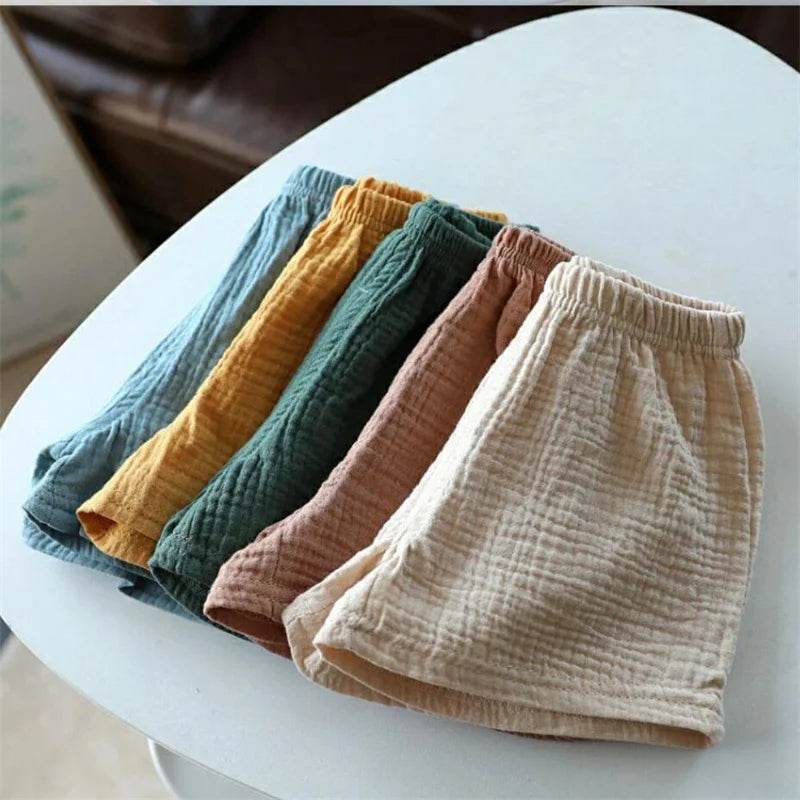 Baby Cotton Linen Shorts Summer New Children's Solid color Short Pant Boys Girls Thin Short Pants Girls Boy Clothing - AIAZ
