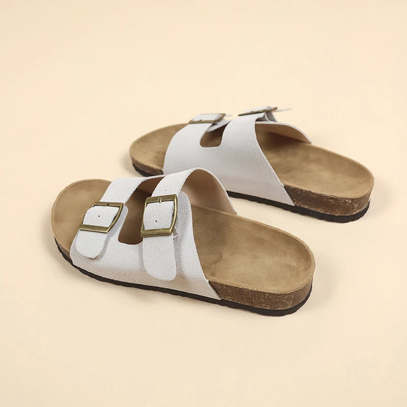 Flat Slippers For Women 2025 New Luxury Men Indoor Bottom Non Slip Cork Slippers Women's Beach Outdoor Home Flip Flops Sandals