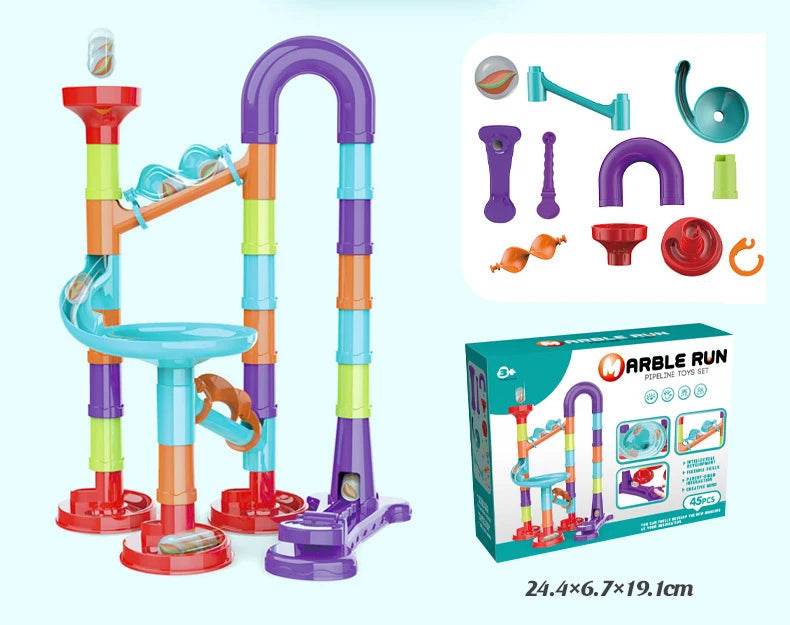 Marbles Run Catapult Track Building Blocks Slide Beads Educational Toys Children Gift Race Balls Toy Marble Track Race Set - AIAZ