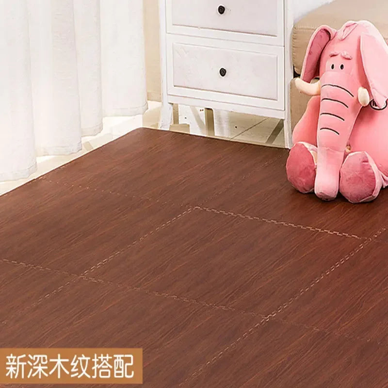 Wooden Baby EVA Foam Play Gym Puzzle Mat Interlocking Exercise Tiles Crawling Carpet for Kids Game Activity Soft Floor 30x30x1cm