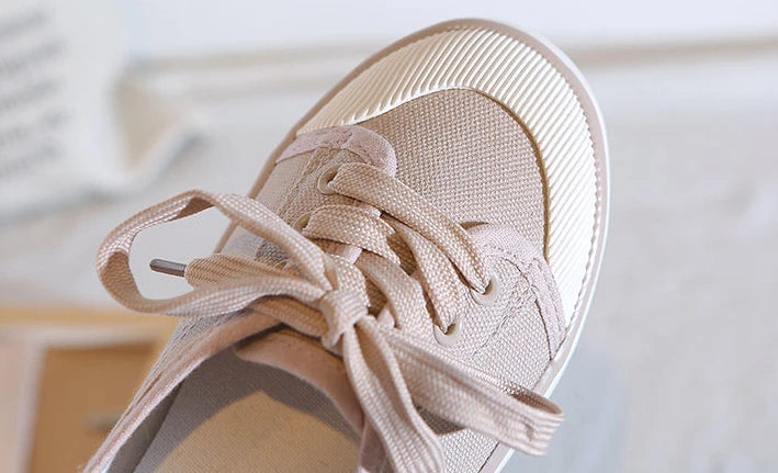 Shoes For Women Flat Canvas Lace Up Woman Footwear White Comfortable And Elegant Stylish Low Price Daily Routine 39 Sale A