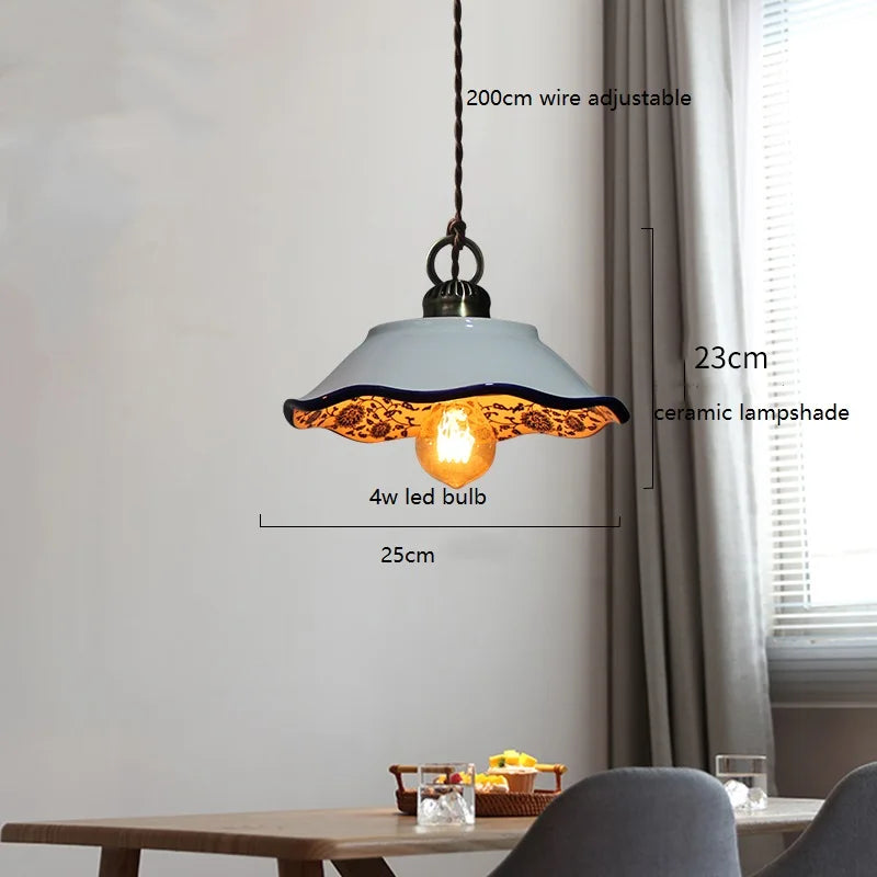 IWHD Modern Simple Ceramic LED Pendant Lamp Home Indoor Decor Lighting Bedroom Restaurant Dinning Living Room Lights Hanglamp