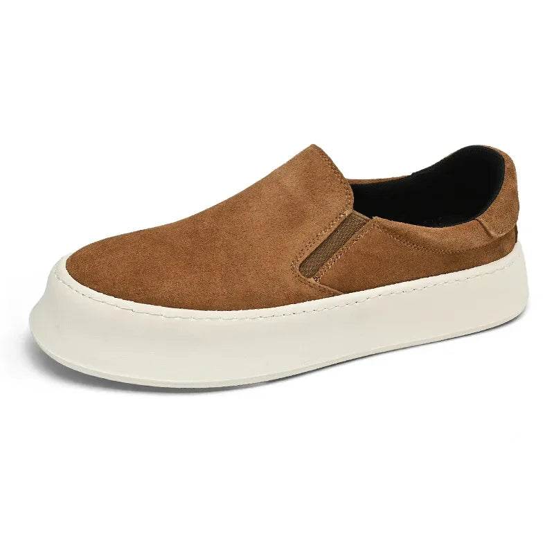 Men's shoes summer 2024 new low-top all-match nubuck leather sneakers lightweight slip-on slip-on shoes fashionable casual shoes - AIAZ