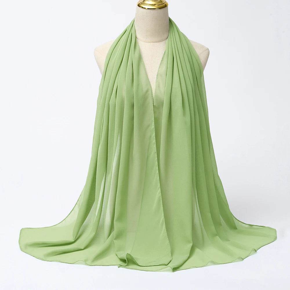 Muslim Chiffon Hijab Scarf Women Long Solid Color Head Wrap For Women Hijabs Scarves Ladies Muslim Veil Jersey Hijabs - AIAZ