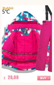 -30 degree Winter Ski Suit Plus Velvet Baby Jumpsuit Boy Overalls Warm Kids toddler girl Clothes Children Clothing coat overcoat