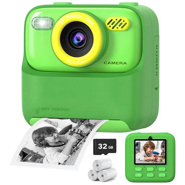 AMORUS Kids Camera Instant 1080P HD Dual Lens Selfie Digital Camera for Girls Boys Christmas Birthday Gifts Toys With 32G Print - AIAZ