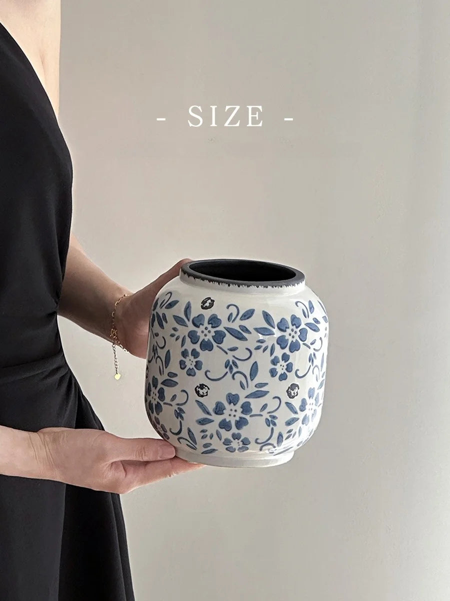 Cerc Flower Vase Decoration Jingdezhen Blue And White Porcelain Living Room Floral Arrangement Desktop Flower Ho...