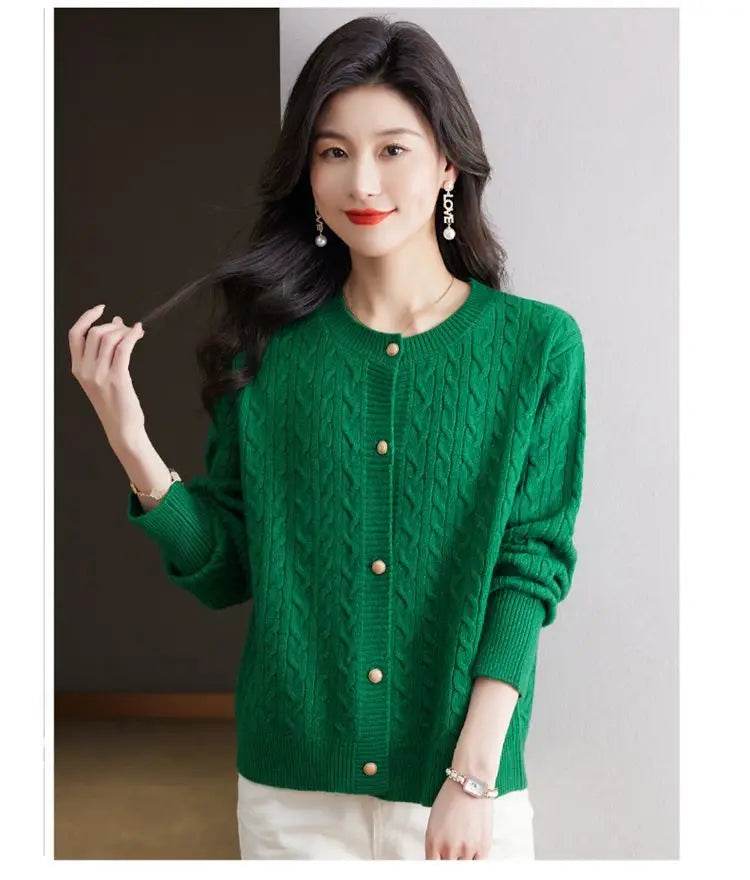 Knitted Cardigan Women's Short Spring Autumn New Top Round Neck Loose Fashionable Sweater Casual Jacket - AIAZ