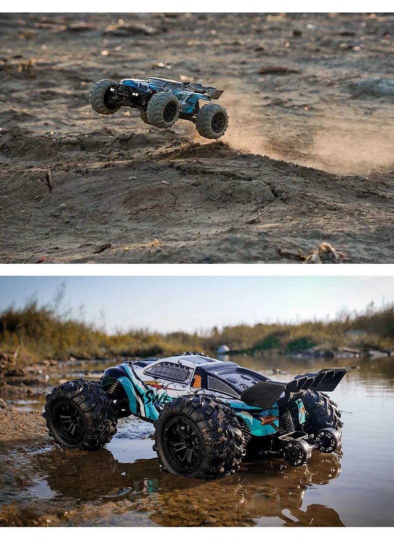 1:16 4WD RC Car 70KM/H Or 50KM/H With LED Remote Control Cars High Speed Drift Monster 4x4 Truck for Kids vs Wltoys 144001 Toys - AIAZ