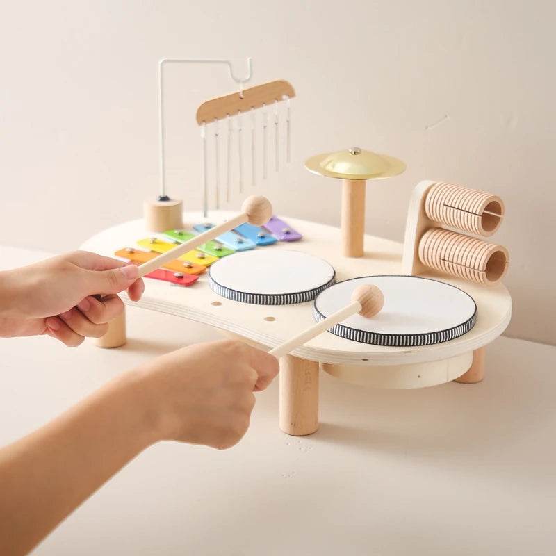 Baby Educational Toys Wooden Aeolian Bells Montessori Children's Musical Toys Xylophone Newborn Birthday Gifts Music Table Toys - AIAZ