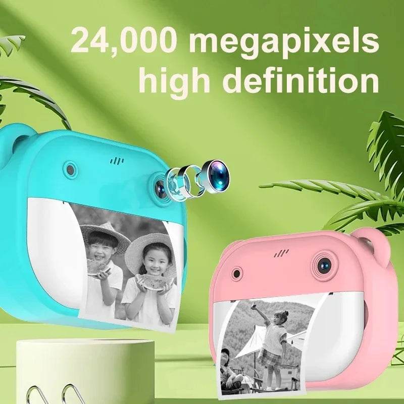 Children Digital Camera Instant Print for Kids Thermal Print Camera Instant Photo Printing Camera Video Toys+32G Memory Card - AIAZ