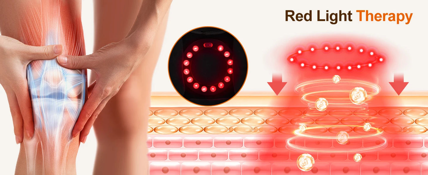 Knee Massager Smart Red Light and Massage Therapy for Swelling Stiff Joints Stretched Ligament and Muscles Injuries Gifts