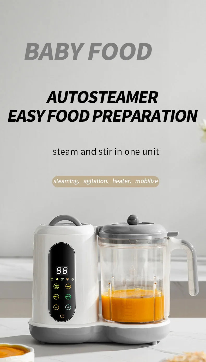 2024 Baby Food Maker One Step Baby Food Processor Steamer Puree Blender Auto Cooking & Grinding Touch Screen Control White