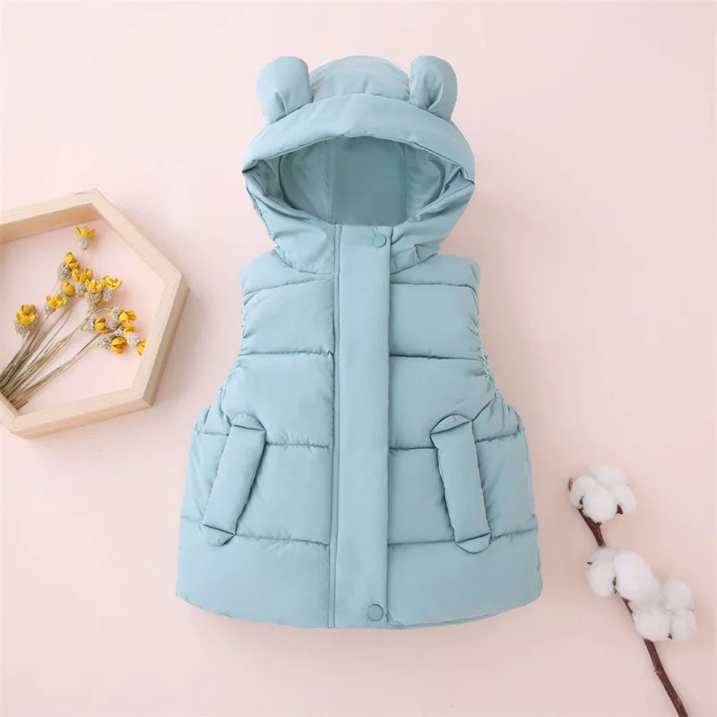 Fashion Boys Girls Hooded Warm Down Vests Autumn Winter Kids Clothing Baby Jacket Waistcoat 2023 New Children Zipper Vests