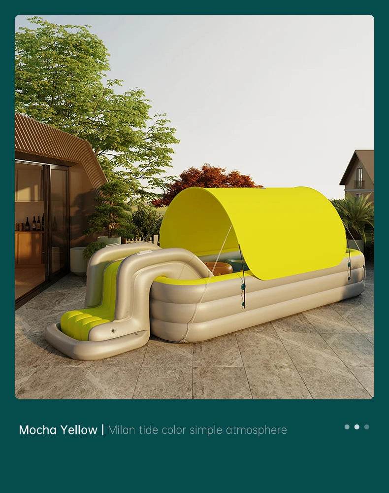 Swimming Pool Inflatable Pools Children's Family Outdoor Party Sun Shade Folding Swimming Pool Slides for Kids Babies - AIAZ