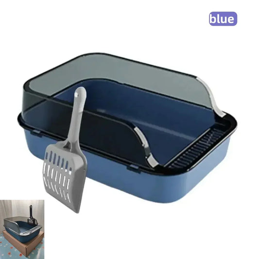 Cat Litter Box Set Large Fence Semi Enclosed Cat Litter Box Thickened Cat Toilet with Cat Litter Scoop Pet Supplies Cat Litter