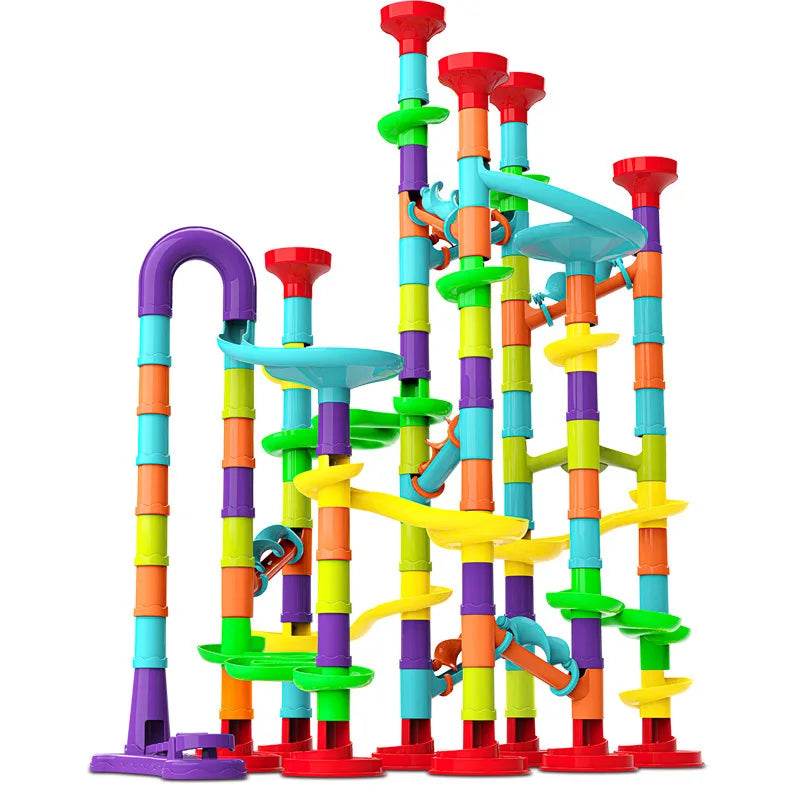 Marbles Run Catapult Track Building Blocks Slide Beads Educational Toys Children Gift Race Balls Toy Marble Track Race Set - AIAZ