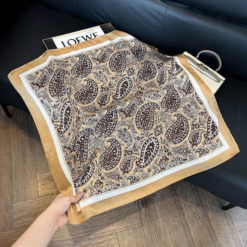 2024 New Leopard Print Square Scarf Women's Imitation Silk Scarf Casual Versatile Decoration Small Neck Scarf 70CMx70CM - AIAZ