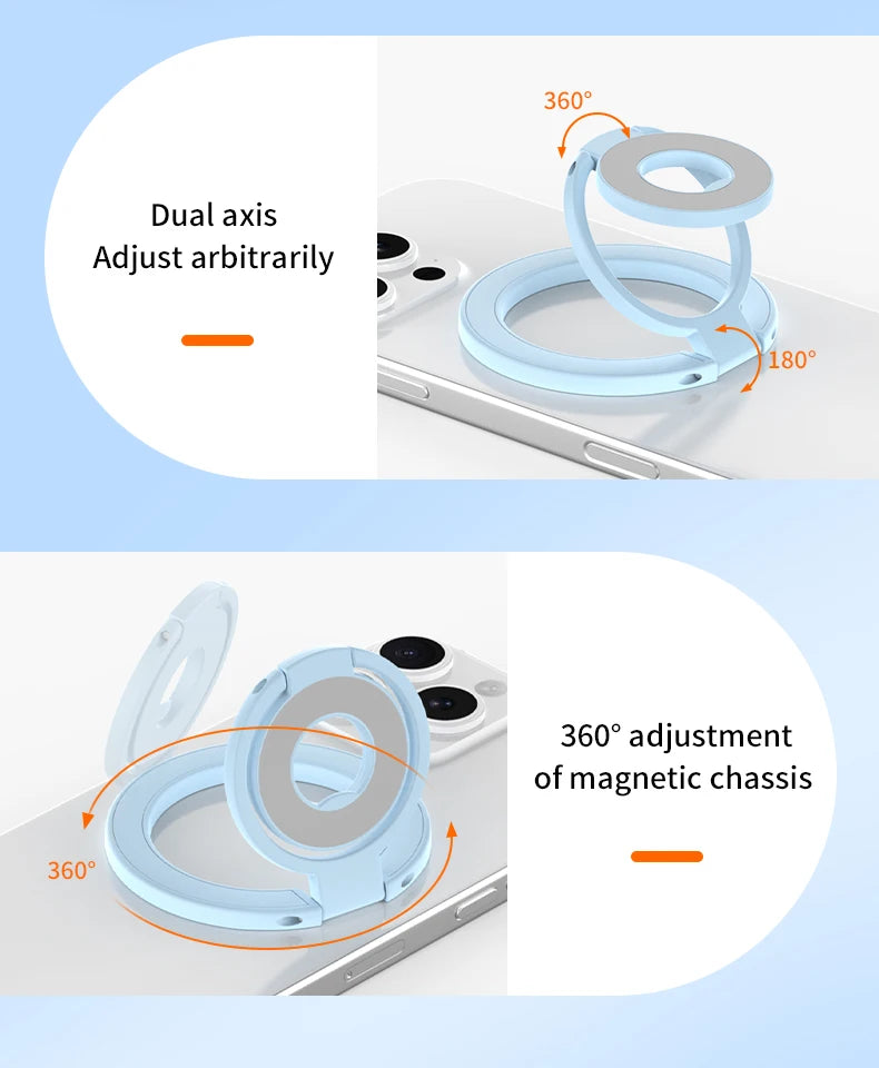For MagSafe Double Sided Magnetic Phone Ring Holder Portable Folding Cellphone Stand Accessory Grip Bracket Support For iPhone