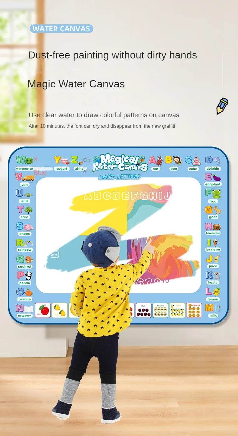 Magic Water Drawing Mat Reusable Doodle Painting Board with Pens Montessori Educational Toys for Kids Halloween Christmas Gift - AIAZ