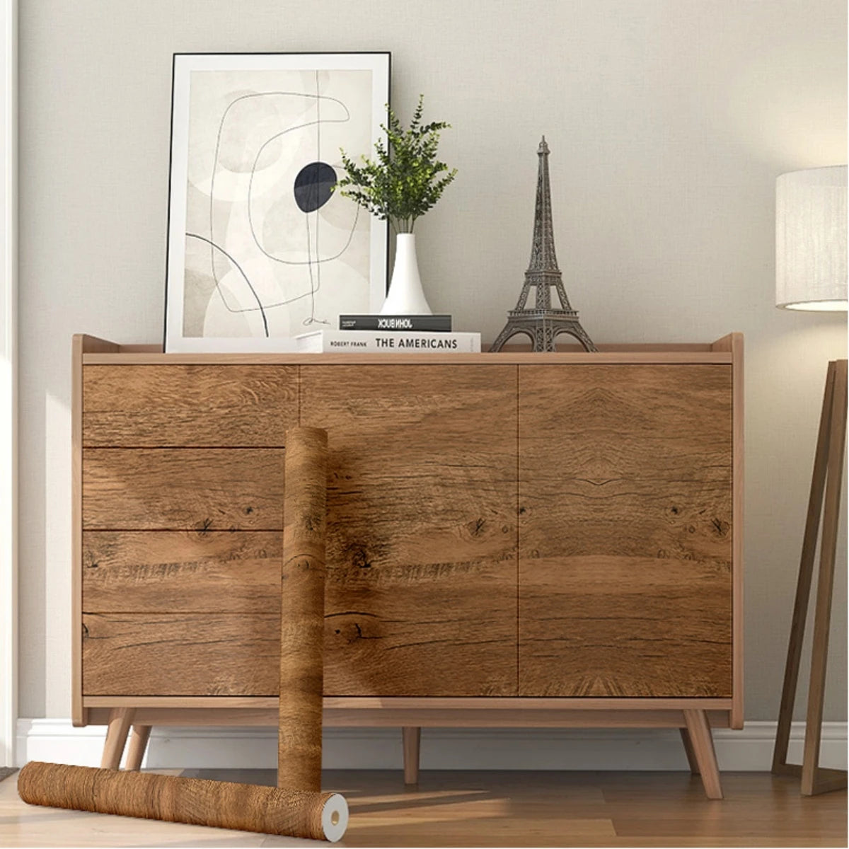 50cm Wide Wood Grain Home Decor Furniture Waterproof Vinyl Wall Sticker Self Adhesive PVC Wallpaper Kitchen Cabinet Door Sticker