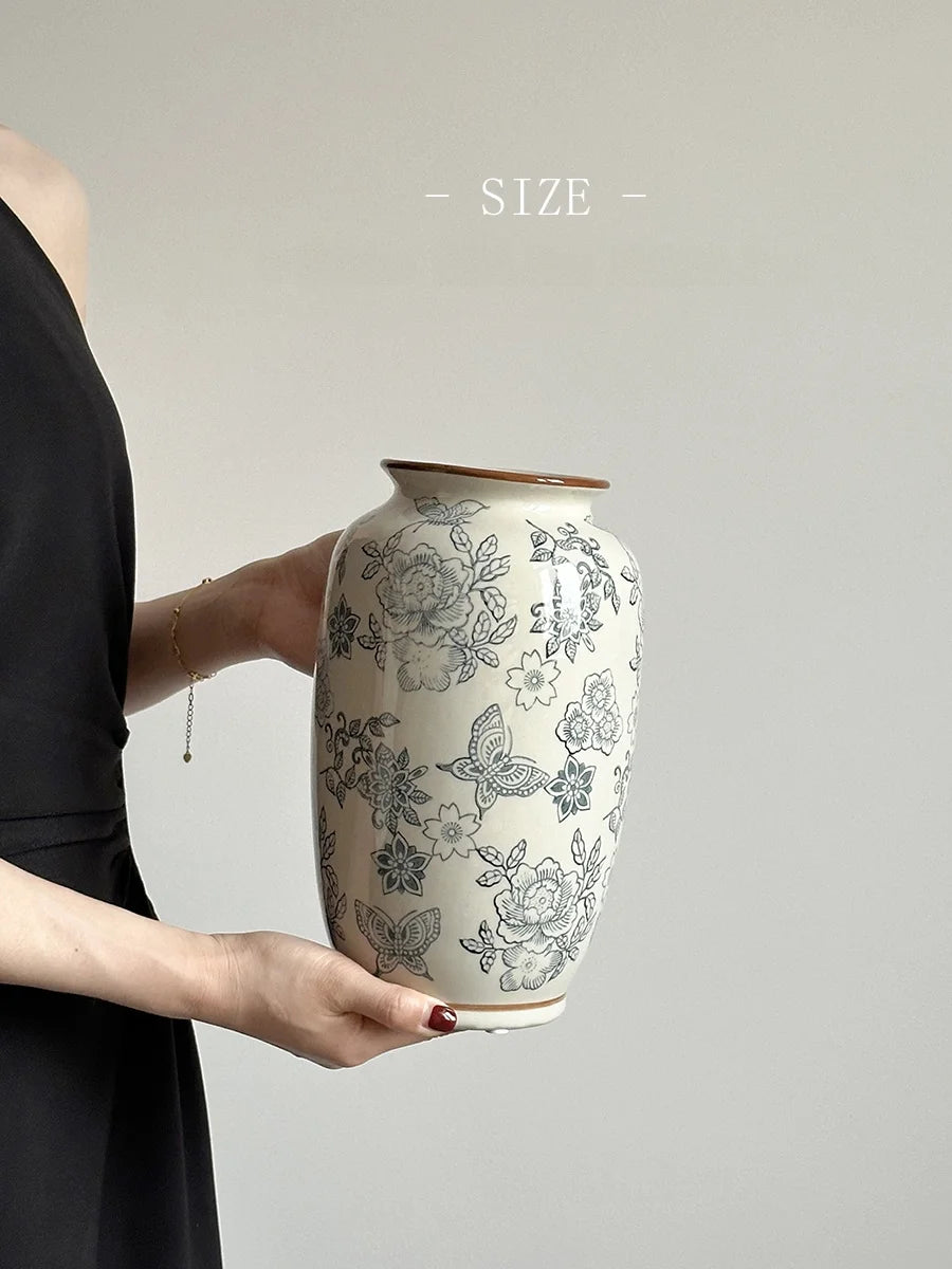 Cerc Flower Vase Decoration Jingdezhen Blue And White Porcelain Living Room Floral Arrangement Desktop Flower Ho...