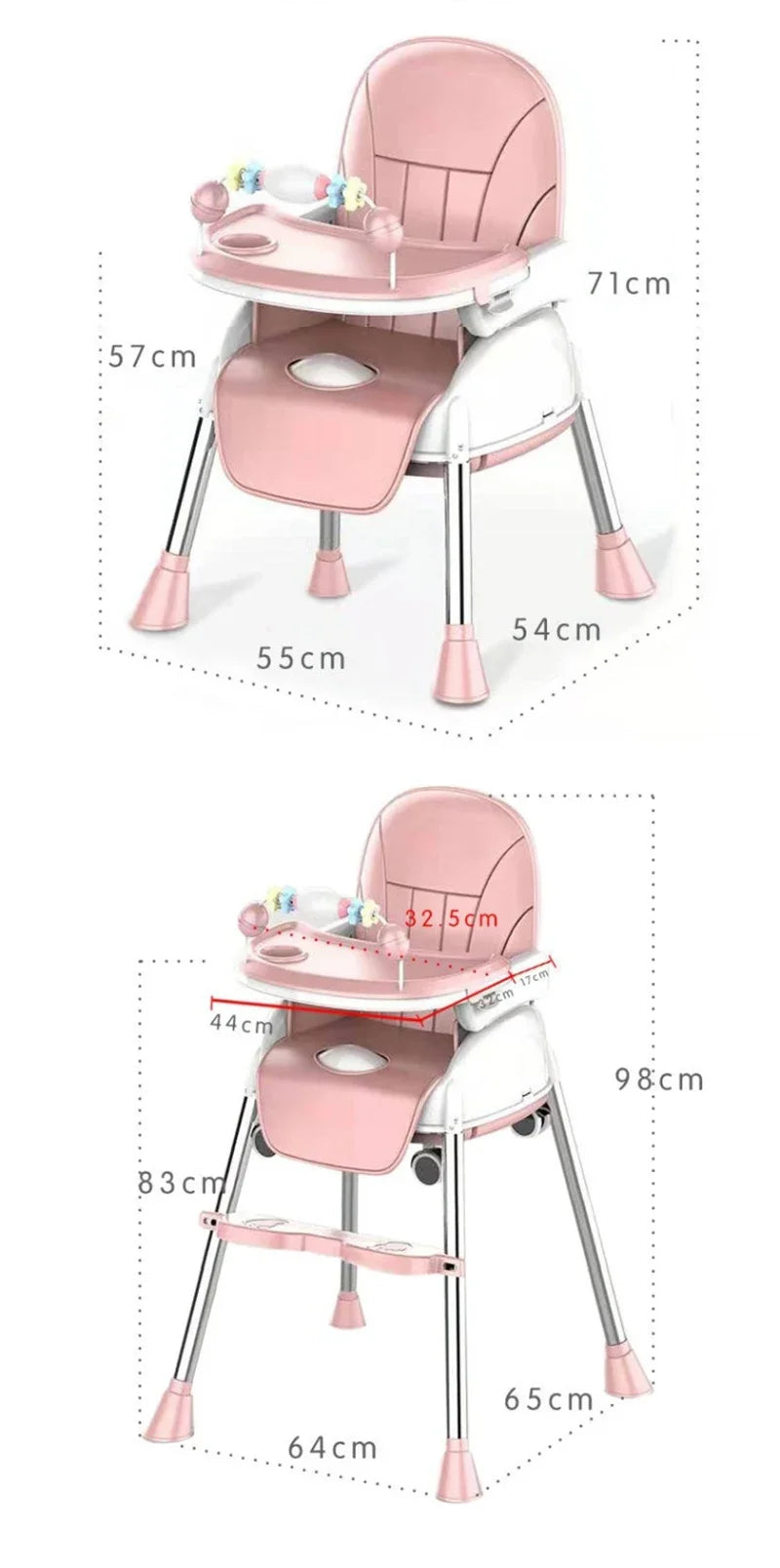Folding Baby Highchair Kids Chair Dinning High Chair for Children Feeding Baby Table and Chair for Babies Toddler Booster Seat