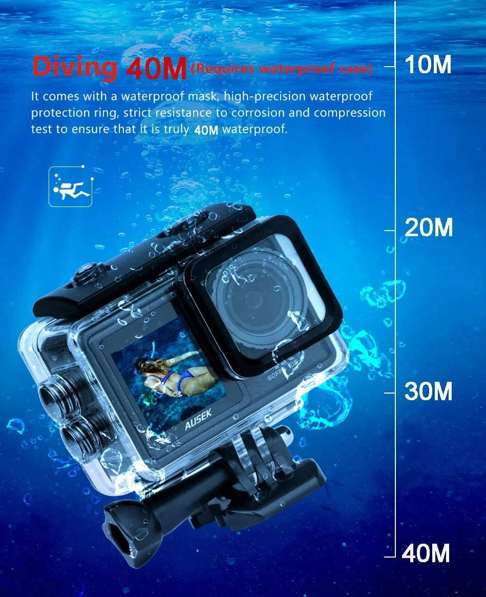 2" IPS Dual Screen Action Camera 5K 30FPS  4K 60FPS 48MP EIS Video With Optional Filter Lens 1080P Webcam Vlog WiFi Sports Cam
