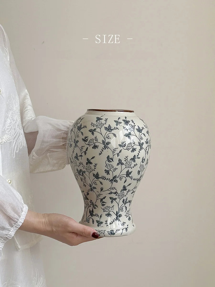 Cerc Flower Vase Decoration Jingdezhen Blue And White Porcelain Living Room Floral Arrangement Desktop Flower Ho...