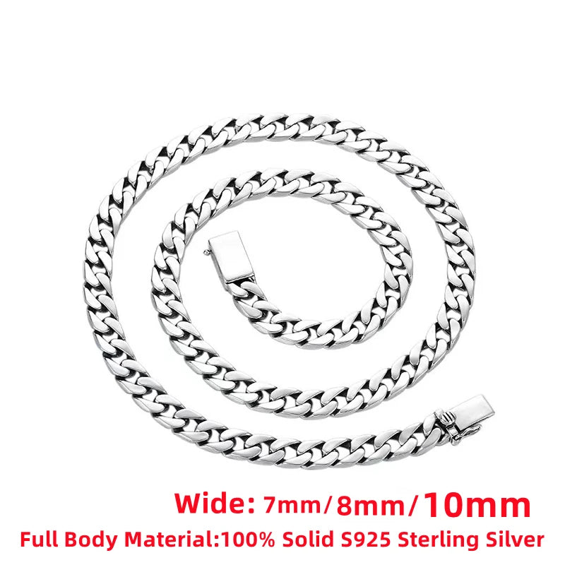 Factory Price 100% S925 Sterling Silver Miami Hiphop Cuban Trend Clavicle Chain Necklace for Man Women Boyfriends Jewelry