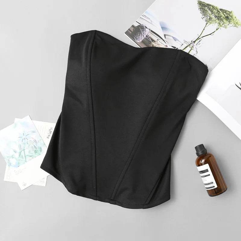 Tanks Tops Women Off-shoulder Outerwear Tube-top Sexy Spicy Girls Summer European Style Streetwear Slim Defined Waist Popular - AIAZ