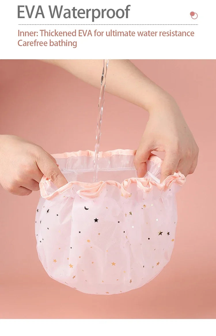 Shower Bath Cap Girl Luxury Women's Reusable Shower Cap Donuts for Hair Swimming Cap Shower Bonnet Douche