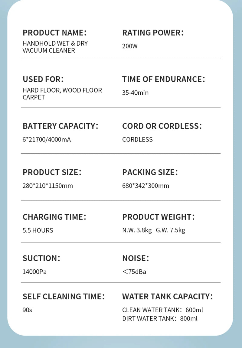 Cordless Vacuum Cleaner for Wet And Dry Cleaning RL8Pro, Smart Washing for Home Multi Surface Floor,14000Pa, Self-drying