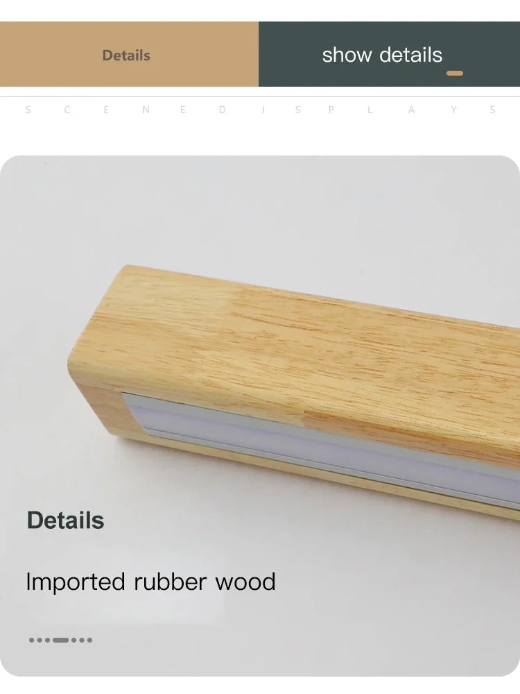 Simple Solid Wood Wall Lamp LED Long Strip Lamp Living Room Background Wall Corridor Balcony Bedroom Bedside Lighting Decoration