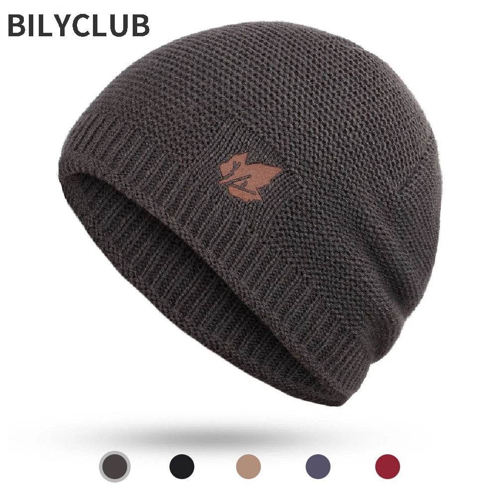 2025 New winter knit hats men's and women's outdoor warm thickening plus velvet loose caps Skullies brand winter ski male bone - AIAZ