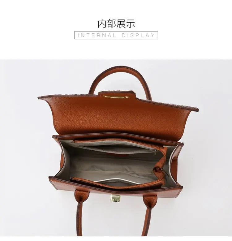 Embossed Handbag for Women 2025 New Fashionable Spacious Soft Leather Woven Rope Shoulder Hand Carry Crossbody Bag