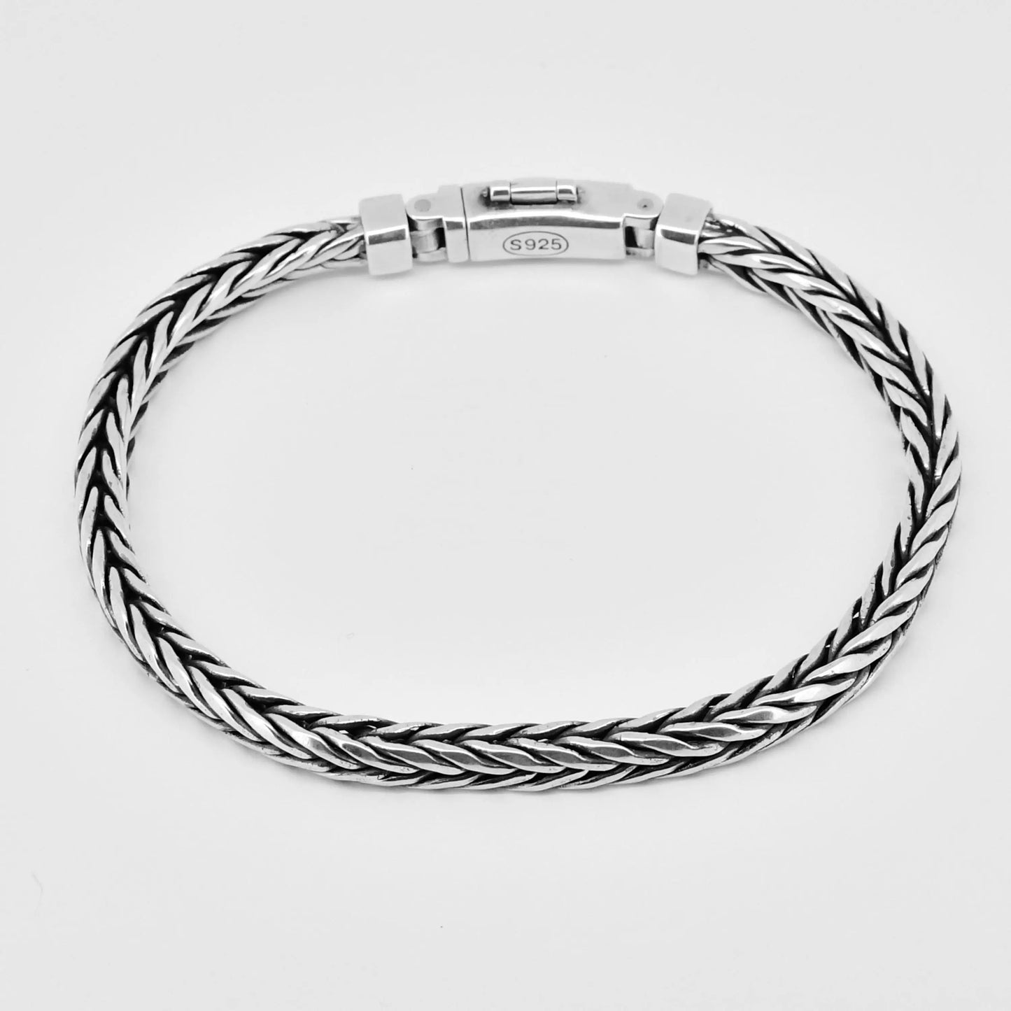 100% S925 Sterling Silver Handmade Woven Retro Domineering Style Personality Keel Man Woman Pure S925 Silver Bracelet Jewelry