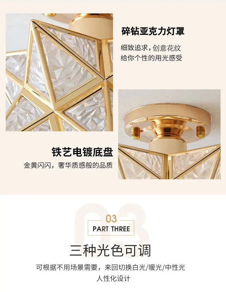 Lamps for Living Room Decor Five-pointed Star Ceiling Modern Balcony Corridor Porch Fashion Network Red Star  Ceiling Light