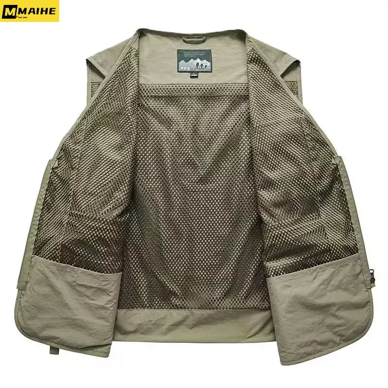 14 Pockets Summer New Men US Tactical Hiking Fishing Vest Mens Photographer Waistcoat Mesh Cargo Sleeveless Jacket Tool Vest