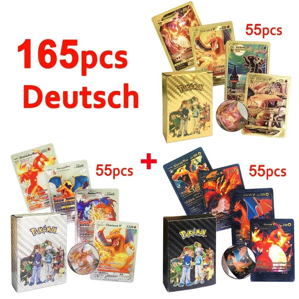 Pokemon Cards Vmax GX Gold Foil Flash Card English Spanish Colorful Pikachu Charizard French German Game Battle Collection Cards - AIAZ