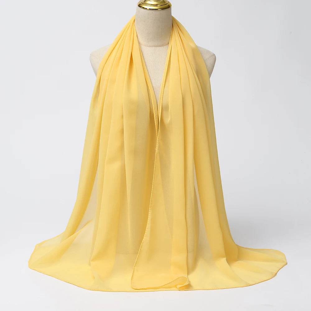 Muslim Chiffon Hijab Scarf Women Long Solid Color Head Wrap For Women Hijabs Scarves Ladies Muslim Veil Jersey Hijabs - AIAZ