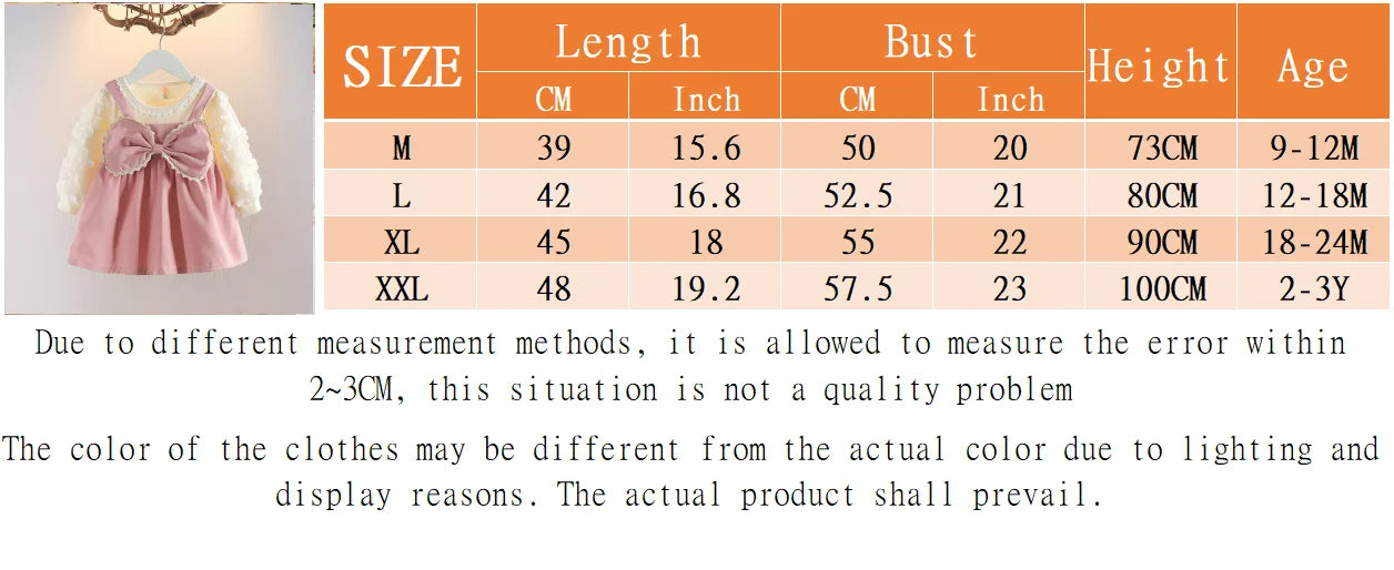 Girls' Autumn Dress New Style Baby Girl Dress Stylish Children's Princess Dress Baby Clothes Autumn Big Bow