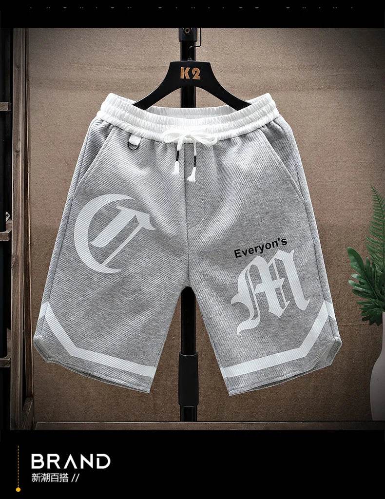 2025 Summer Men's Running Shorts Casual Jogging Sport Short Pants patchwork Print Drawstring Loose Dry Gym Sports Shorts - AIAZ