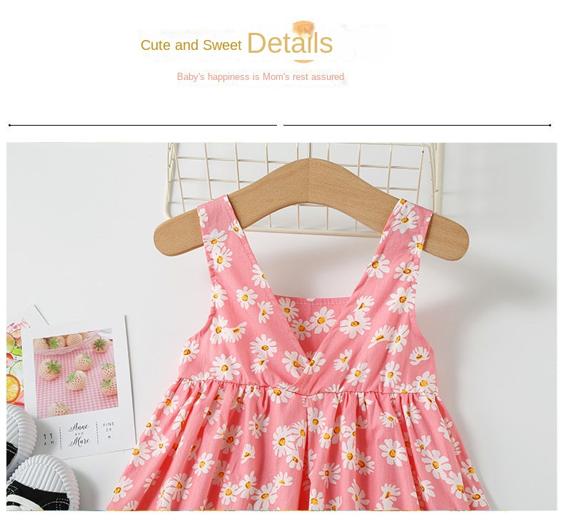 New Baby Girls Sleeveless Flower Print Dresses Clothes Bowknot Kid Summer Princess Dress Children Party Ball Pageant Outfit