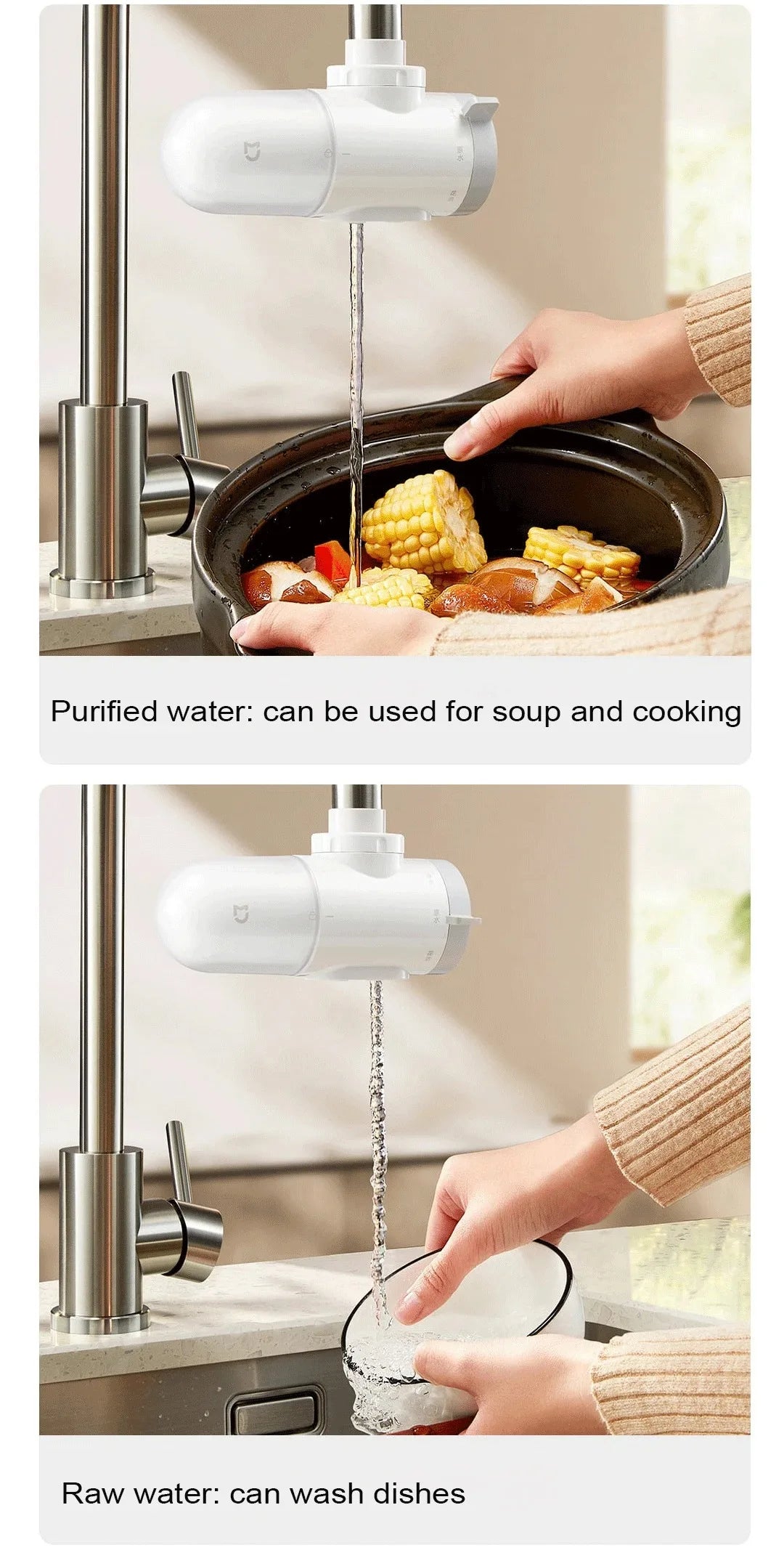 2024 New XIAOMI Mijia Faucet Water Purifier 2 Household Kitchen Tap Visible Water Filter Activated Carbon Percolator System