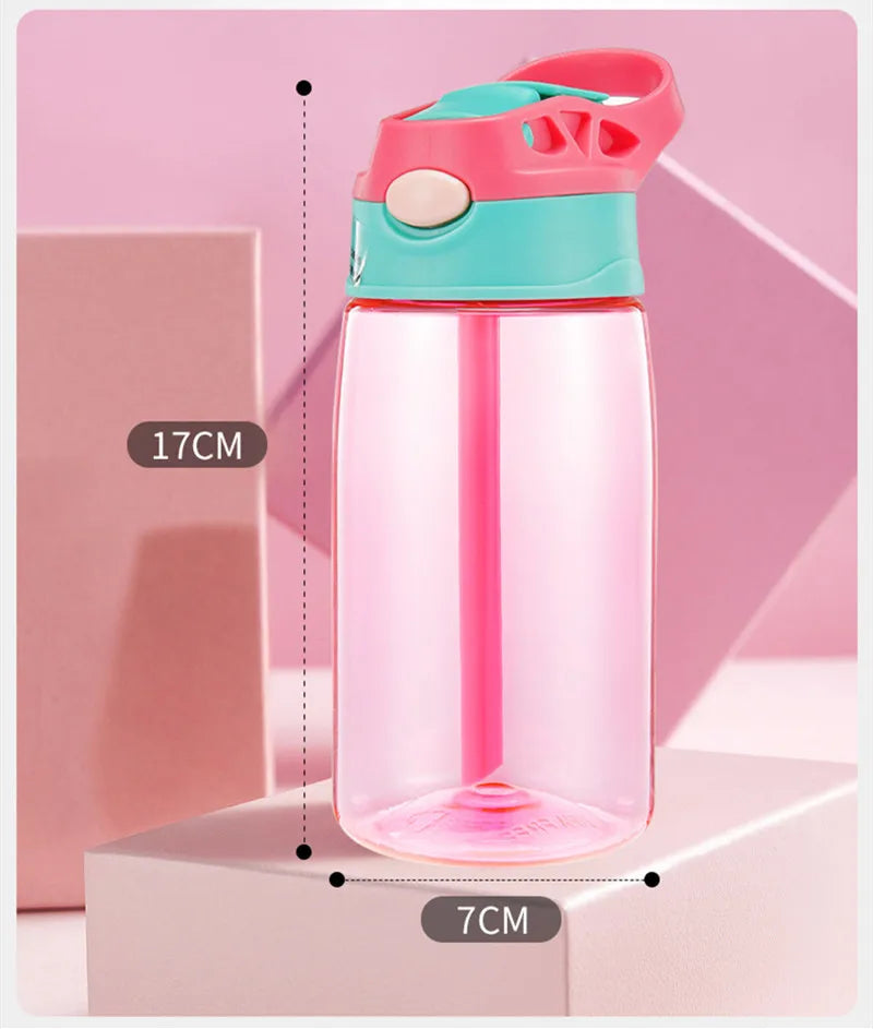 480ML Kids Water Cup Creative Cartoon Baby Feeding Cups With Straws Leakproof Water Bottles Outdoor Portable Children's Cups