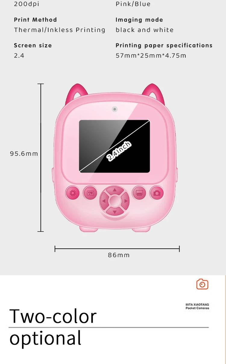 Children Digital Camera Instant Print for Kids Thermal Print Camera Instant Photo Printing Camera Video Toys+32G Memory Card - AIAZ