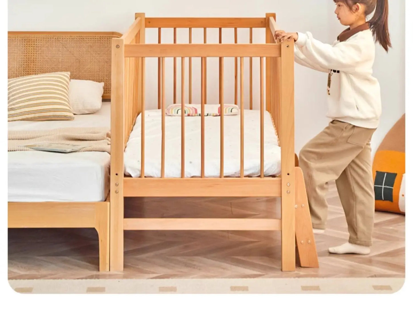 ZZ Stitching Widened Bed Newborn Children's Bed Large  Bed for Adults Sleep Warmer Crib