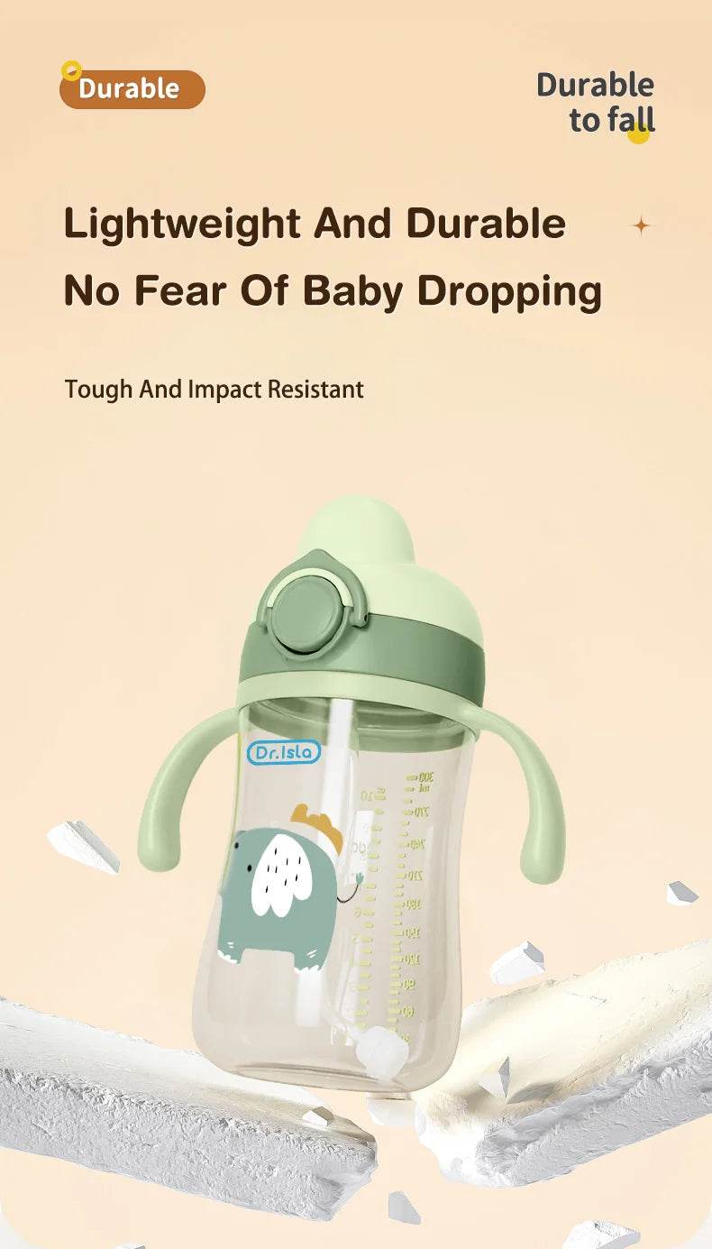 Portable Baby Water Bottles 300ml Baby Feeding Cup With Straw Children Learn Feeding Drinking Bottle Kids Training Cups BPA Free - AIAZ