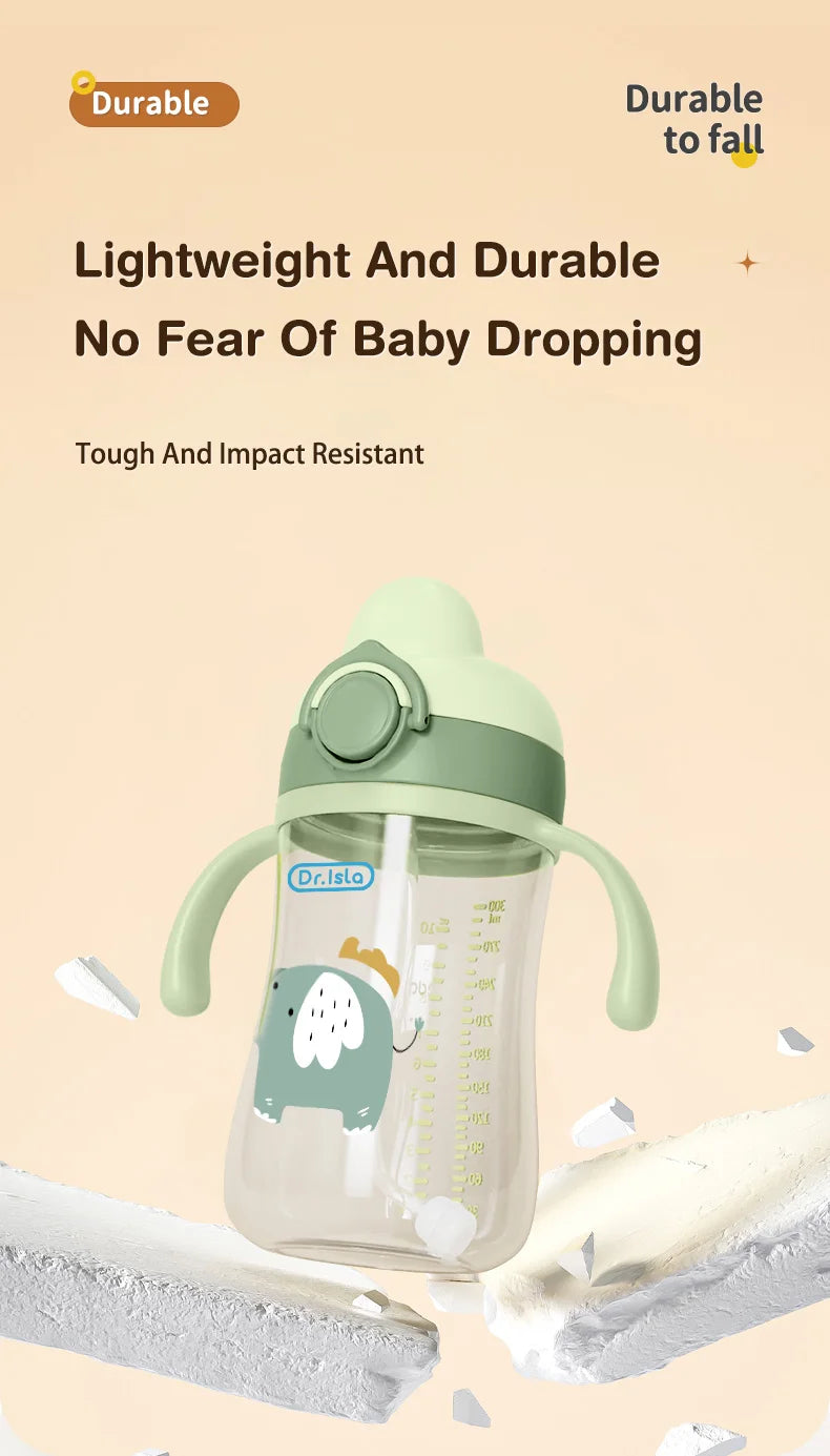 MAMIJOY Baby Bottle 300ML Baby Feeding Cup With Straw Children Learn Feeding Drinking Bottle Kids Training Cups BPA Free